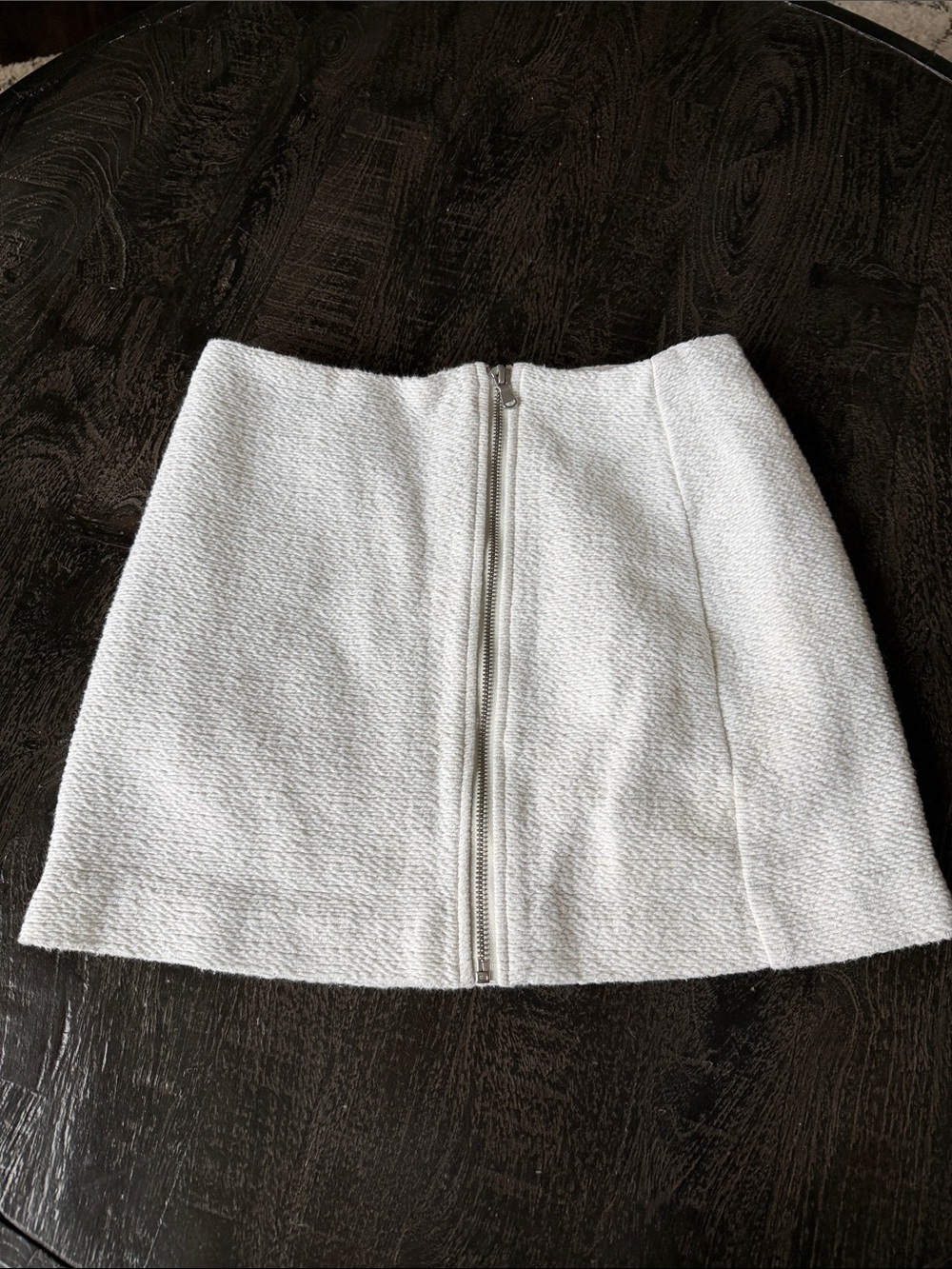 Ecote White Textured Zip-Front Mini Skirt